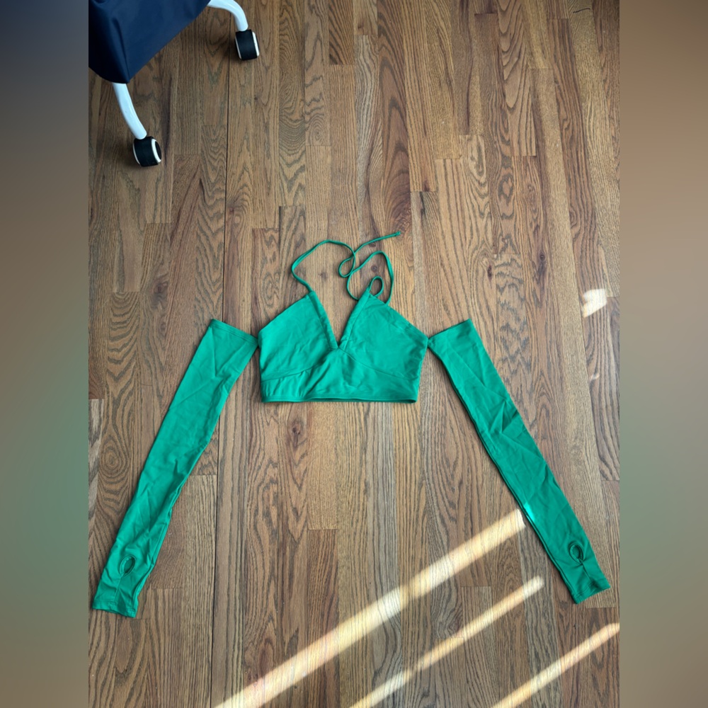 Green Wrap Top with Long Sleeves